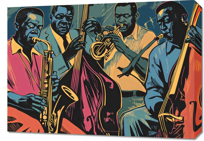 Obraz 70x50cm Jazzmani w Gazie zdjęcie 1