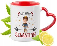 Kubek Czerwony Z Uszkiem W Kształcie Serca Dla Sebastiana Na Prezent