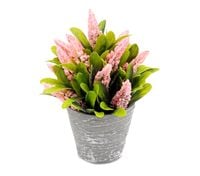 ROŚLINA OZDOBNA W DONICZCE SZTUCZNY KWIAT 20cm kwiaty różowe