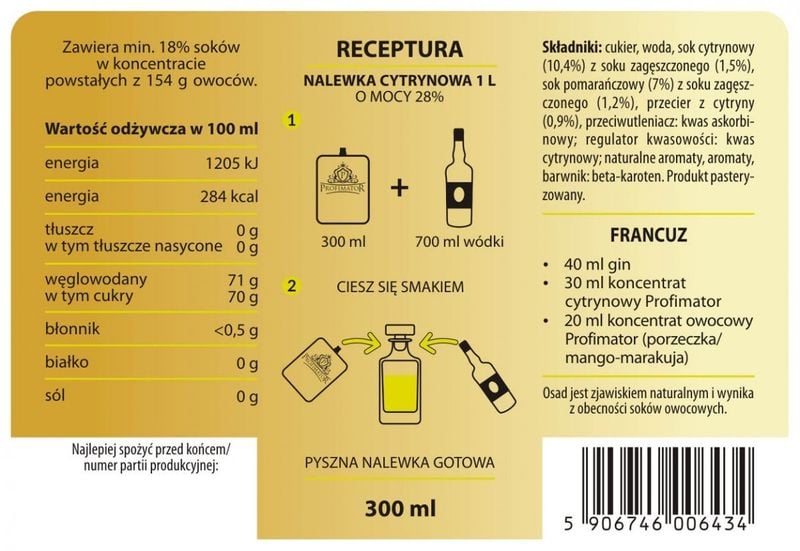 Koncentrat owocowy CYTRYNOWY LIMONCE zdjęcie 2