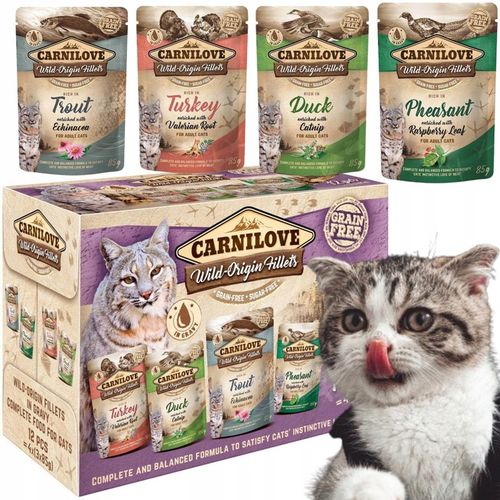 Carnilove 4 smaki Zestaw Mix Smaków Dla Kota Cat Kaczka Indyk Pstrąg 12x85g na Arena.pl