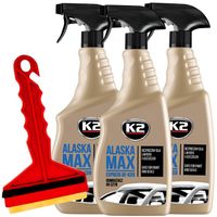 K2 ALASKA MAX ODMRAŻACZ DO SZYB LUSTEREK SPRAY ZIMOWY SKROBACZKA MOSIĘŻNA