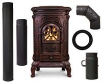 Kominek wolnostojący Ingrid PIEC/KOZA 9kW ŻELIWNY + ZESTAW RUR, CZUJNIK