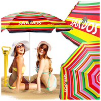 Parasol plażowy ogrodowy w paski z kotwą i filtrem UV