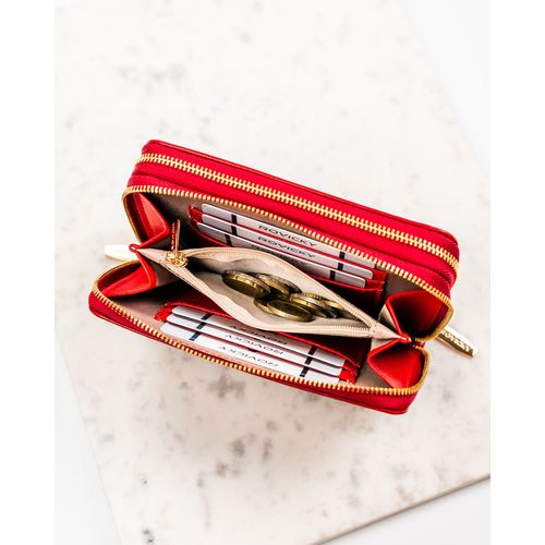 czerwony portfel-piórnik damski ze skóry ekologicznej zamykany na Arena.pl