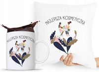 Zestaw Poduszka + Kubek Kosmetyczki Makijażystki Z Nadrukiem Ze Zdjęciem