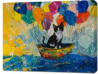 Obraz 90x70cm Kot na Łodzi