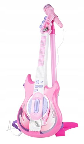GITARA ELEKTRYCZNA ROCKOWA Z MIKROFONEM NA STATYWIE KARAOKE DLA DZIECI na Arena.pl