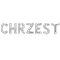 Balon foliowy napis CHRZEST srebrny