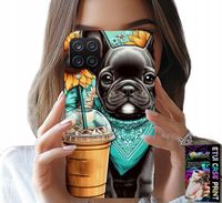 ETUI DO SAMSUNG A12 / M12 - BULDOG COFFI LOVE, SŁONECZNIKI, PSI CASE