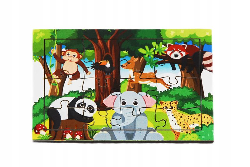 Drewniana EKO kolorowa układanka dla dzieci Zabawka PUZZLE 12 el. zdjęcie 1