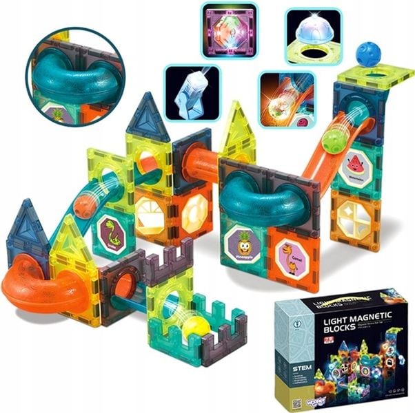 Klocki magnetyczne Woopie Light Magnetic Blocks 75 elementów zdjęcie 4