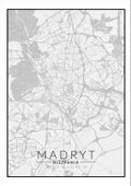 Madryt mapa czarno biała - plakat 70x100 cm
