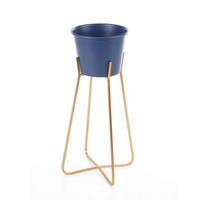 Donica dekoracyjna metalowa 19x34 granatowa + złota