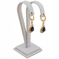 Złote kolczyki szafirowe granatowa łezka z cyrkoniami eleganckie pozłacane