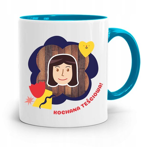 Kubek Błękitny Dla Teściowej Kochana Teściowa Z Nadrukiem Ze Zdjęciem zdjęcie 1