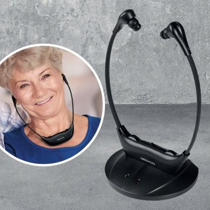 SŁUCHAWKI BEZPRZEWODOWE DLA SENIORA DO TV APARAT SŁUCHOWY DLA BABCI DZIADKA na Arena.pl