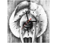 40X40CM ZEGAR BALETNICA CZERNI BIELI OBRAZ