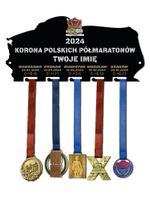 Wieszak na medale KORONA PÓŁMARATONÓW twoje imię dowolny tekst 301.1