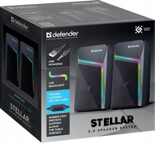 Głośniki Komputerowe 2.0 USB LED Do Komputera Laptopa PC Defender STELLAR na Arena.pl