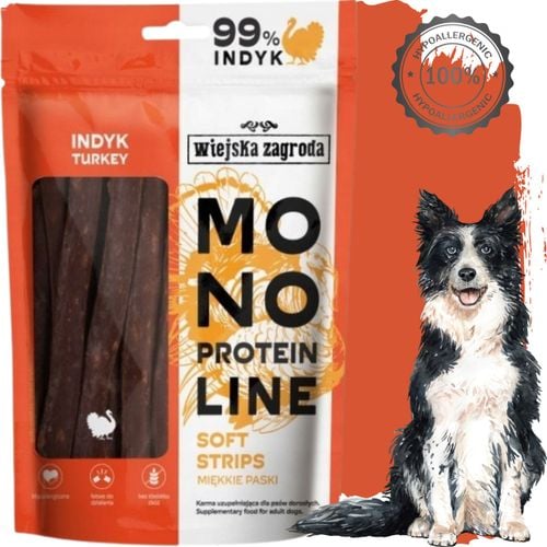 przysmaki dla psa indyk monoproteinowe miękkie paski wiejska zagroda 100g na Arena.pl