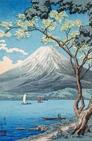 Plakat 53x81cm Mount Fuji from Lake Yamanaka, Takahashi Japoński Vintage