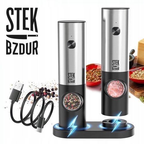 2x Elektryczny Młynek do Mielenia Pieprzu i Soli AKUMULATOR USB na Arena.pl