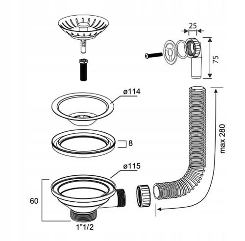 SITKO do zlewozmywaka z PRZELEWEM OKRĄGŁYM do zlewu w kuchni na Arena.pl