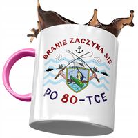 Kubek Różowy Na Urodziny 80 80Te 80-Te Prezent Z Nadrukiem Ze Zdjęciem