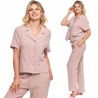 Moraj Długa Bardzo delikatna Piżama Damska z Muślinu Beżowa 5000-008 M