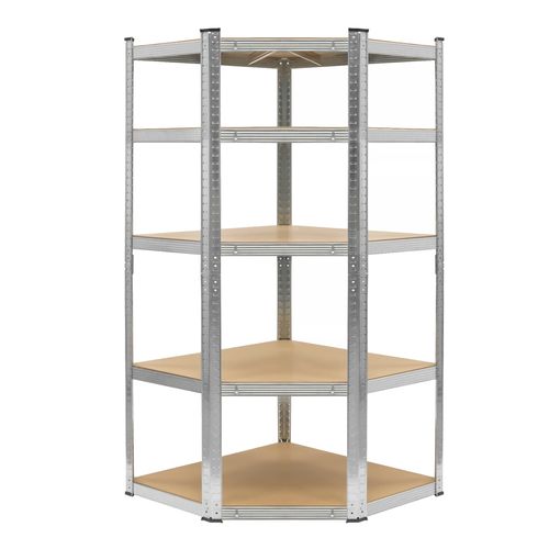 Regał magazynowy narożny metalowy srebrny 5 półek 2w1 180x90x90x40 cm na Arena.pl