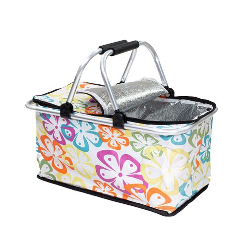 Kosz Termiczny Na Zakupy Piknikowy Duży 30 Litrów Kwiaty na Arena.pl