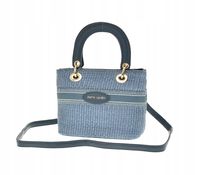 Pierre Cardin - mała torebka koszyk pleciony niebieski jeans WX27-18227