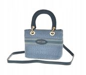 Pierre Cardin - mała torebka koszyk pleciony niebieski jeans WX27-18227