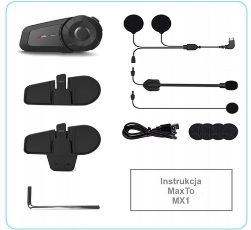 INTERKOM MOTOCYKLOWY BLUETOOTH MAXTO MX1 | BLUETOOTH|POLSKI LEKTOR na Arena.pl