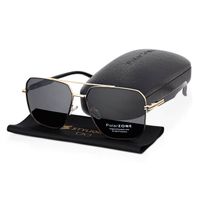 Duże OKULARY MĘSKIE POLARYZACYJNE PRZECIWSŁONECZNE Pilotki Czarne + Złote