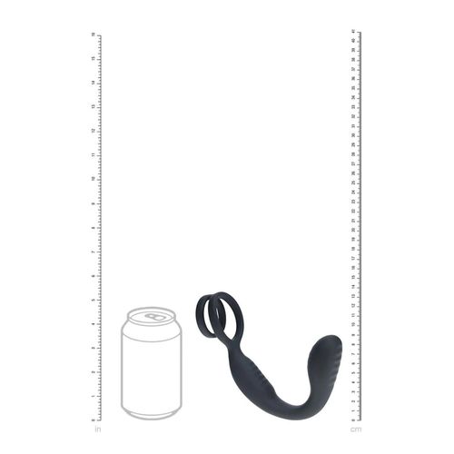 Vibrating Silicone Prostate Stimulator With Cock And Ball Ring - Black na Arena.pl