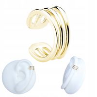 NAUSZNICA SREBRNA KOLCZYK pr 925 Pozłacana na ucho trzy kółka gładka zacisk