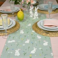 Bieżnik Lniany Zajączek Wielkanocny Bieżnik Lniany Zając Wielkanocny 220cm