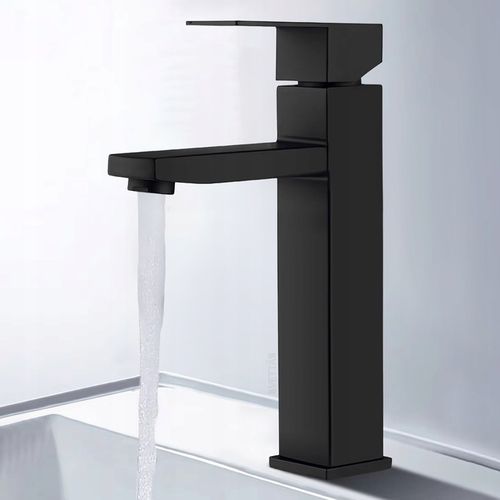 Bateria stojąca umywalkowa kran do umywalki zlewu czarna matowa wysoka na Arena.pl