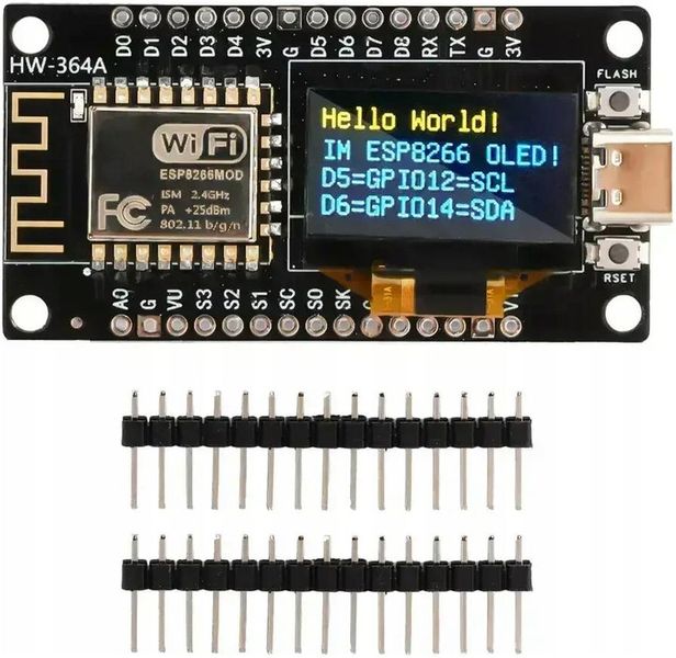 ESP8266 NODEMCU V3 OLED 0.96 128X64 Z USB-C DO ARDUINO IDE / MICROPYTHON zdjęcie 1