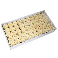 Kremowe Mydlane Róże - Komplet 50 sztuk w Pudełku