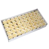 Kremowe Mydlane Róże - Komplet 50 sztuk w Pudełku