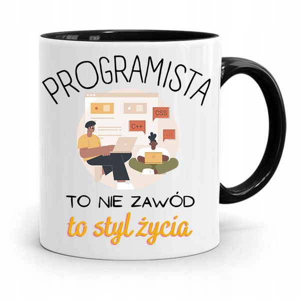 Kubek Czarny Informatyka Programisty To Styl Życia Z Nadrukiem Ze Zdjęciem zdjęcie 1