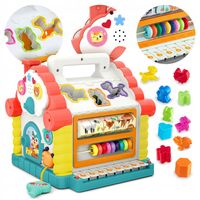 Domek sorter grający interaktywny edukacyjny Montessori kostka pianinko