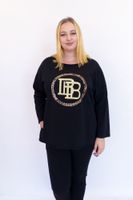 Czarna Bluzka Damska z Panterkową Aplikacją - BB UNI MAŁY