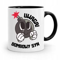 Kubek Czarny Prezent Dla Syna Uwaga Bombowy Syn Z Nadrukiem Ze Zdjęciem