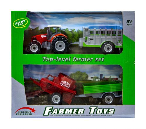 Traktor z wymiennymi  przyczepami czerwony na Arena.pl