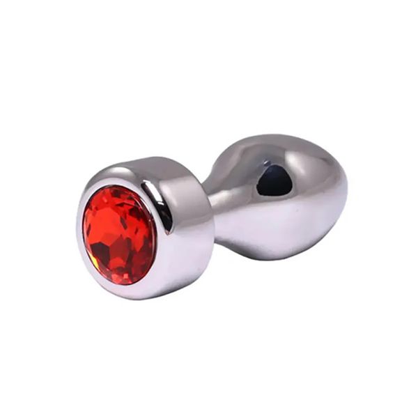 Silver Butt Plug With Red Diamond zdjęcie 1