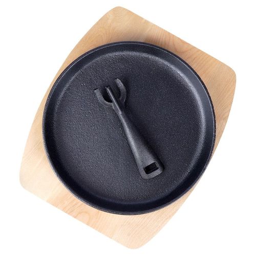 Patelnia Żeliwna na Desce Serwowania Potraw Gorący Półmisek Talerz Sizzler na Arena.pl